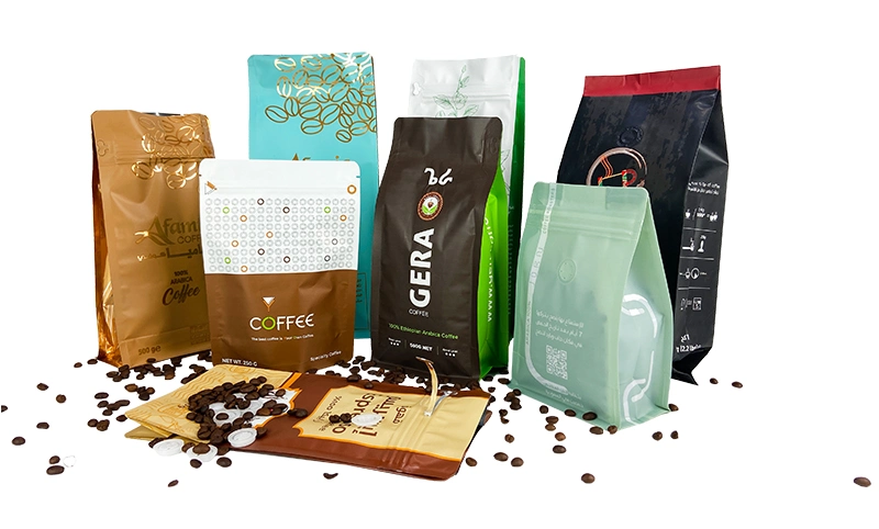 China Manufacturer Customized Printing Ziplock Plastic Stand up Pouch Coffee Food Packaging Bag with Resealable Zipper