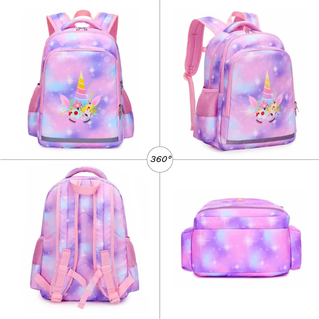 School Bag Animal Prints Unicorn Cartoon Kids Backpack Water Resistant Book Bag for Girls with Lunch Box and Pencil Case