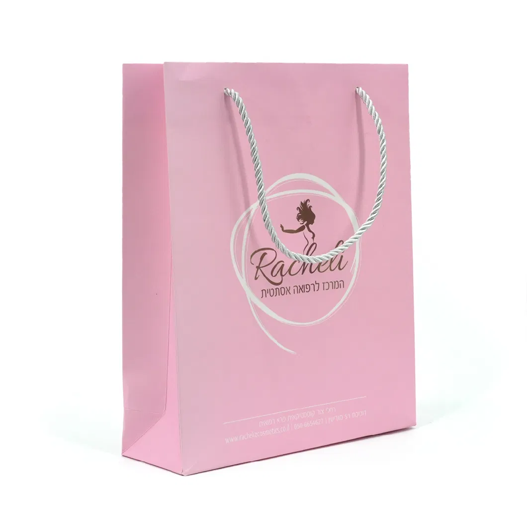 Pink Cardboard Kraft Paper Bag Custom Offset Printing Manufacturer Wholesale Cosmetic Shopping Bag