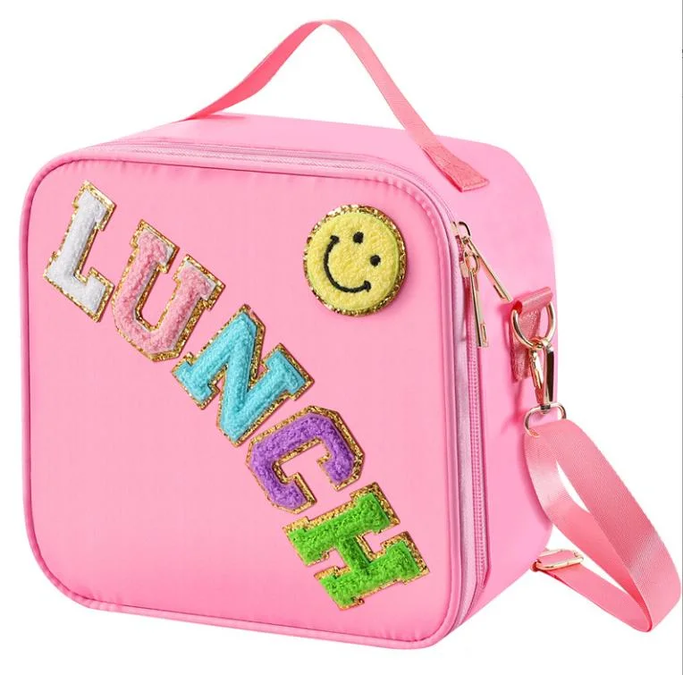 Kids Lunch Box Insulated Tote Bag Mini Cooler Back to School Nylon Shoulder Cooler Bags for Lunch