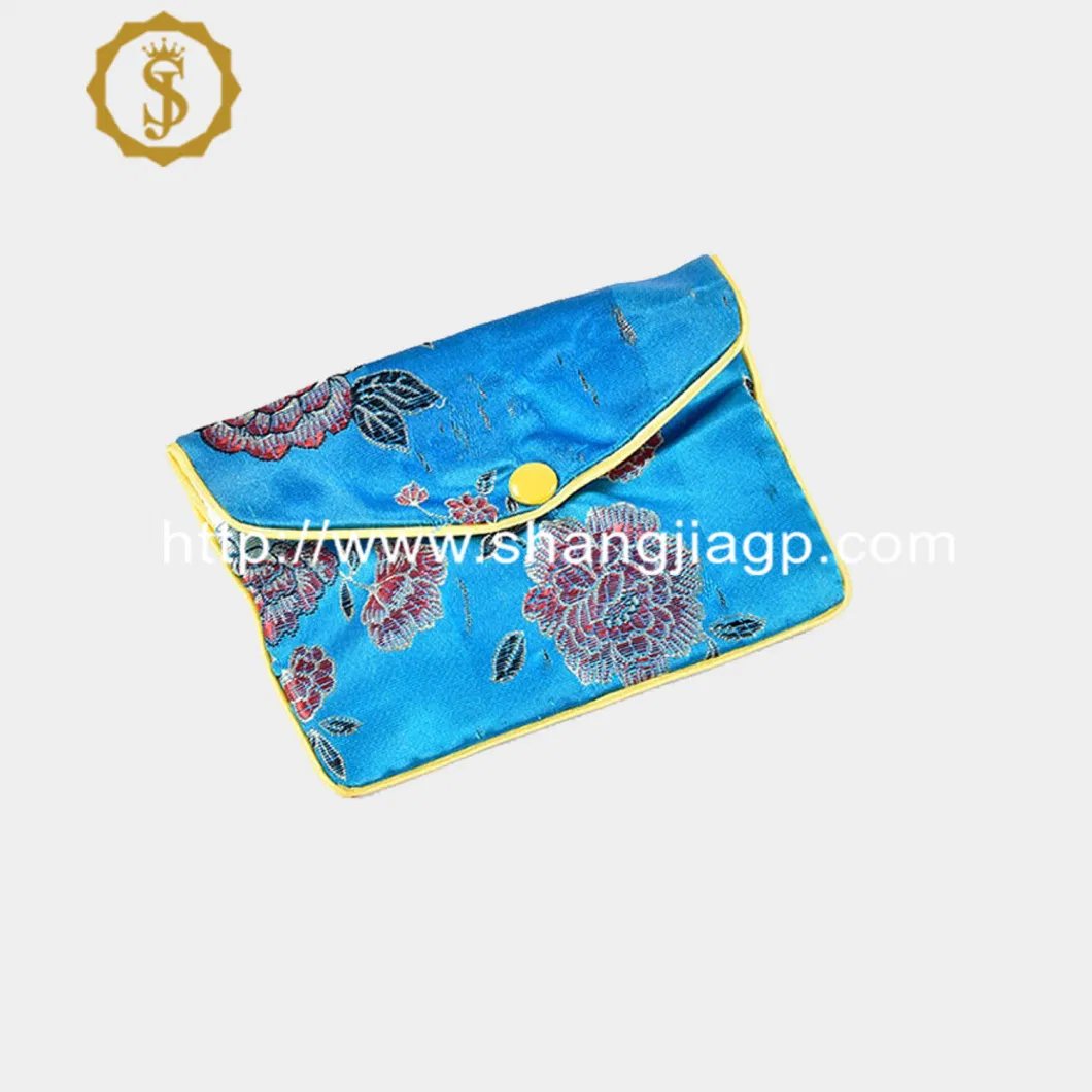 Wholesale China Style Custom Logo Printed Satin Jewelry Pouches with Zipper