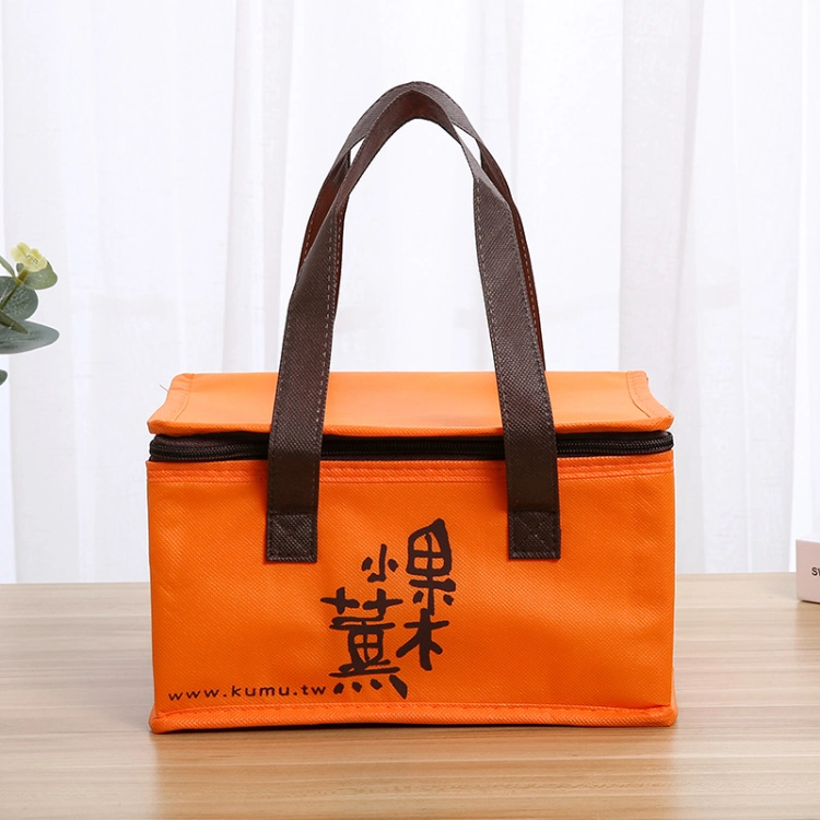 Lunch Cooler Non Woven Tote Bag with Zipper Free Sample Small Bottle Thermal Cooler Bag for Food Waterproof Non-Woven Insulated Cooler Lunch Bag