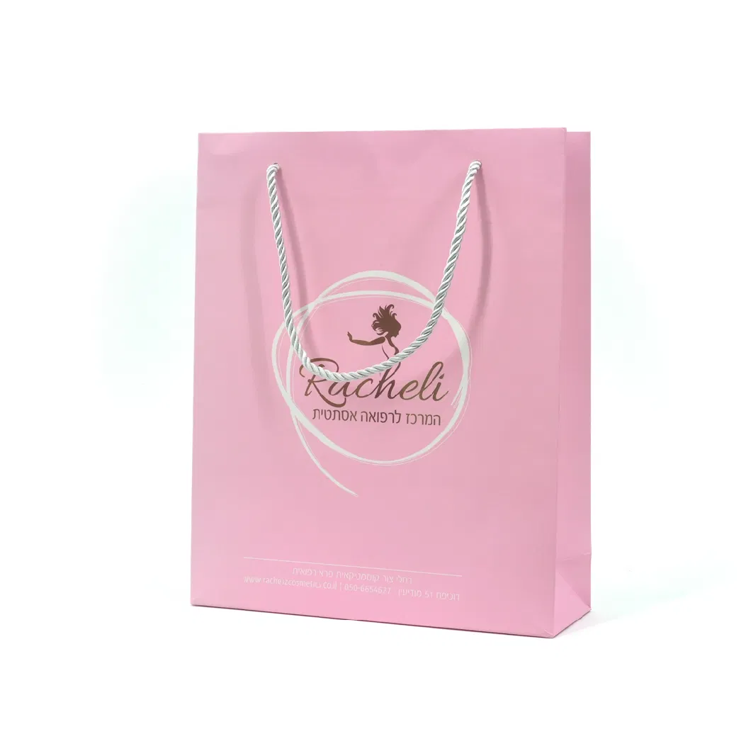 Pink Cardboard Kraft Paper Bag Custom Offset Printing Manufacturer Wholesale Cosmetic Shopping Bag