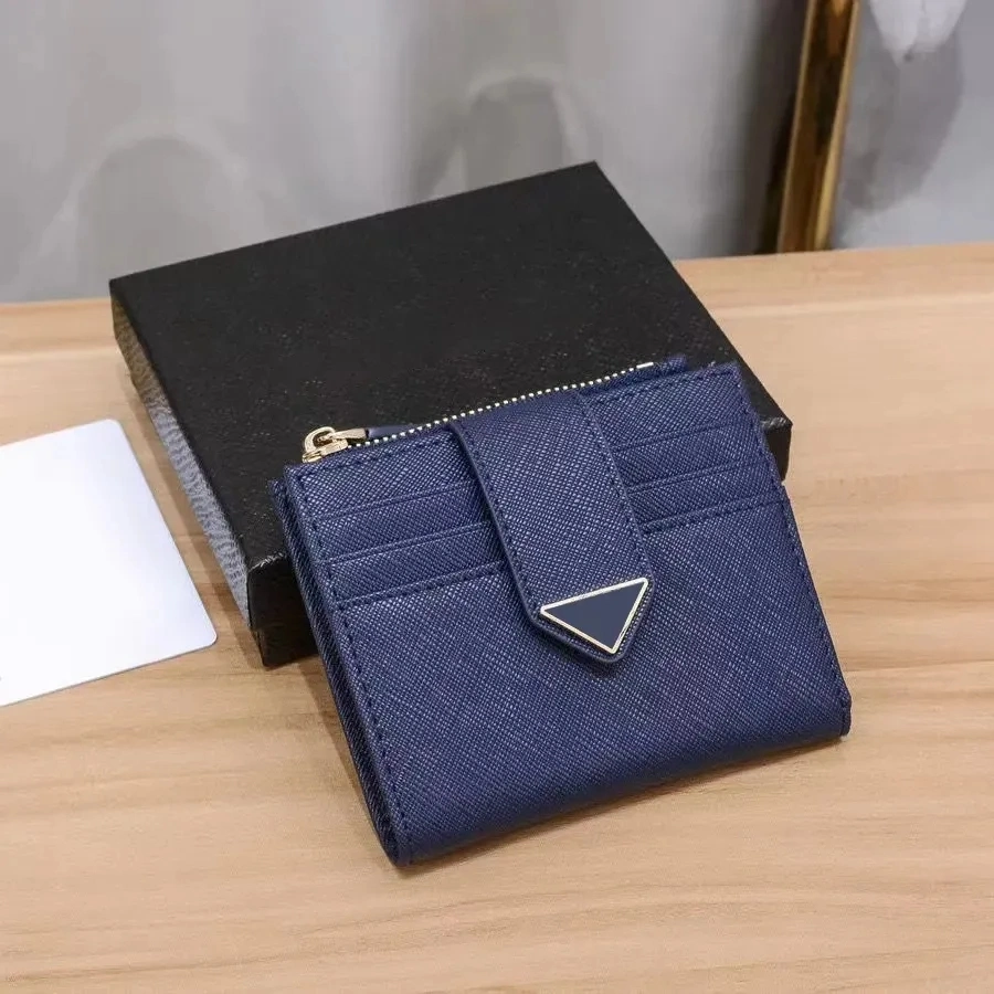 Credit Card Slots Designer Wallet Coin Purses Cards Holder 2024 New Purse Key Pouch Women Men Box Triangle Leather Zipper Luxury Lady Saffiano Business Card