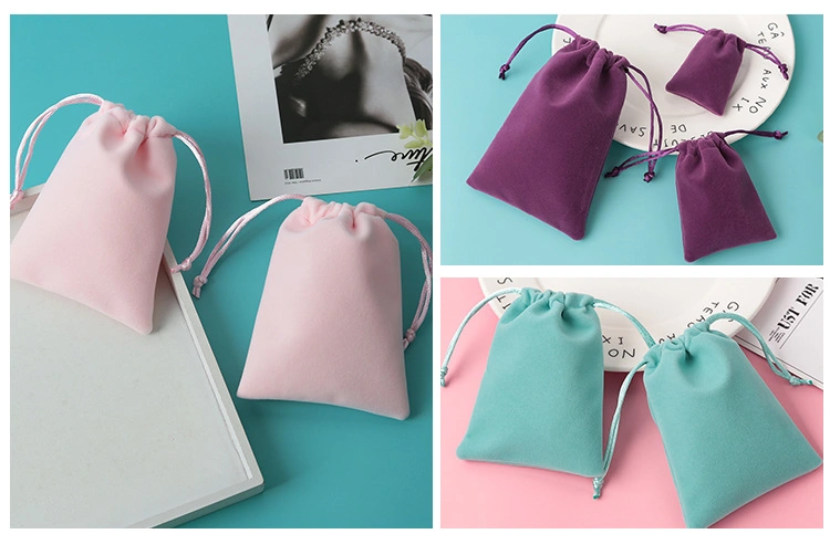 Wholesale Luxury Velvet Jewelry Pouches with Custom Logo Velvet Drawstring Bag