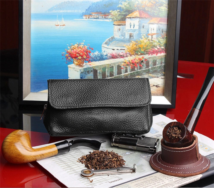 Emg6411 Leather Lighter Case Men Smoke Carrying Universal Cigar Black Pouches Clutch Small Mini Waterproof Purse Envelope for Man Packaging Tobacco Bag Pouch