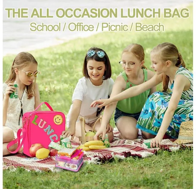 Kids Lunch Box Insulated Tote Bag Mini Cooler Back to School Nylon Shoulder Cooler Bags for Lunch