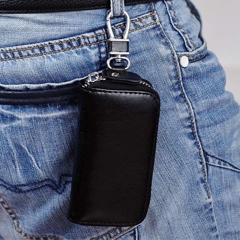 Leather Key Holder Wallet Pouch Gifts Him Her Men Women