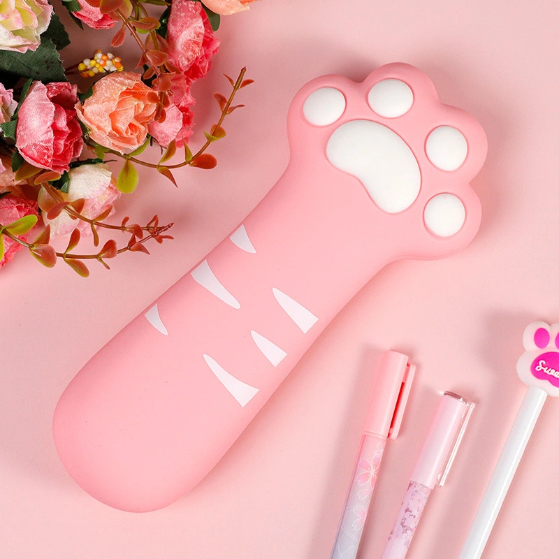 Silicone Cat Claw Pencil Case Pen Box Cute School Supplies Student Pencil Storage Bag Multi-Function Pen Case Pencil Pouch