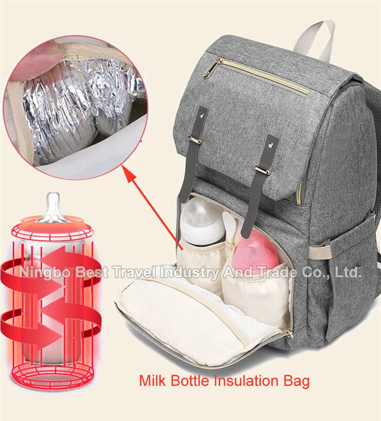 Fashion Mommy Backpack Handbag Waterproof Nappy Bag Hospital Baby Nursing Stroller Diaper Bag with USB Milk Bottle Warmer