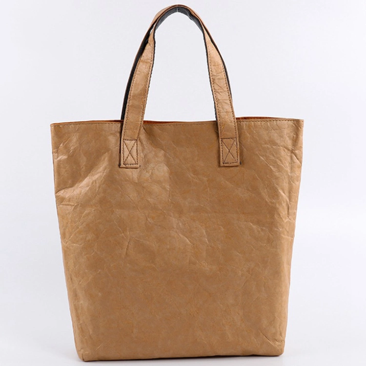 Wholesale Hot Sale Tyvek Tote Bag DuPont Kraft Brown Paper Shopping Bag Waterproof Paper Bag with Logo