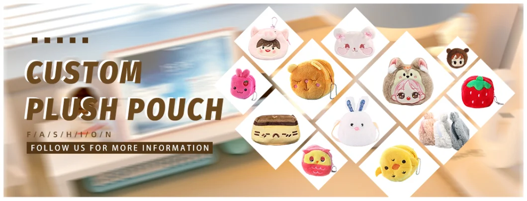 Factory Custom Plush Coin Purse Cute Plush Pouches Portable for Girls Bags