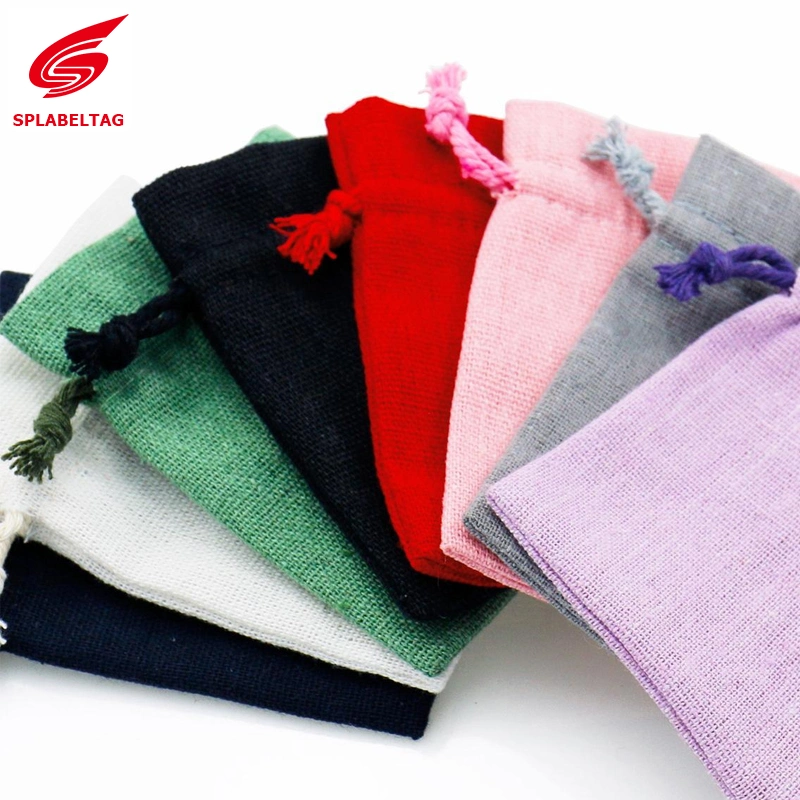 8 Cm X 10 Cm Cotton Linen Small Drawstring Gift Bags Jewellery Pouches High Quality Wholesale