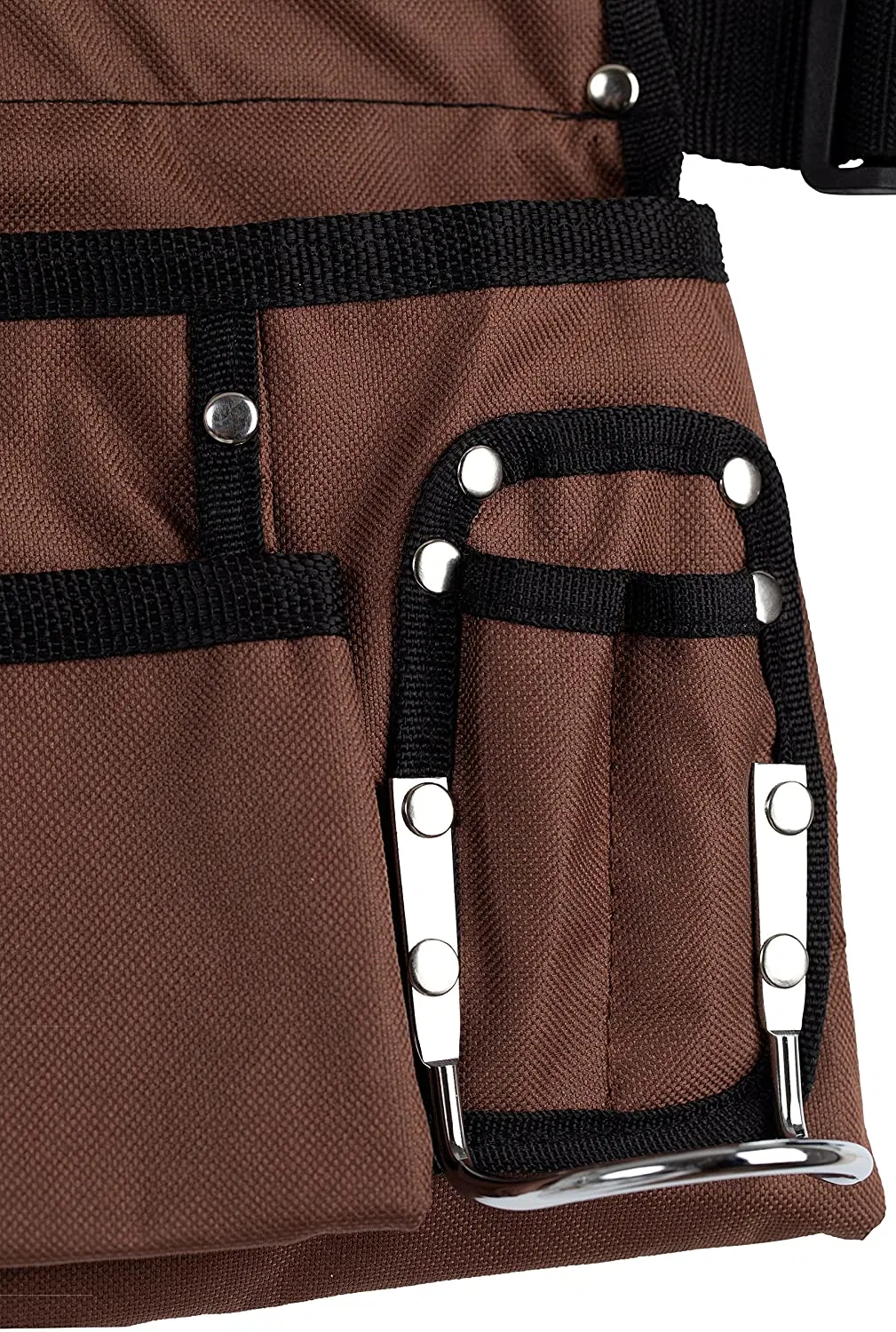 11 Pocket Brown and Black Heavy Duty Construction Tool Belt Work Apron Tool Pouch with Poly Web Belt Quick Release Buckle