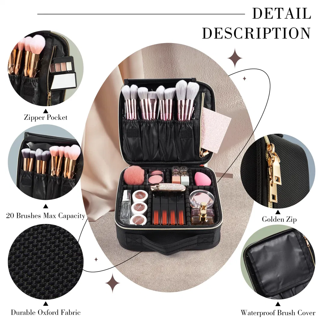 Travel Makeup Bag for Women Large Cosmetic Travel Makeup Case Toiletry Bag for Girls Make up Bag Brush Organizer