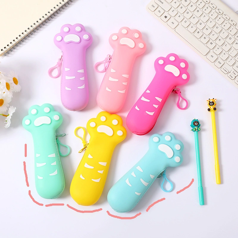 Silicone Cat Claw Pencil Case Pen Box Cute School Supplies Student Pencil Storage Bag Multi-Function Pen Case Pencil Pouch