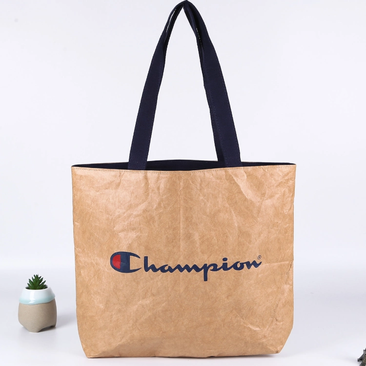 Wholesale Hot Sale Tyvek Tote Bag DuPont Kraft Brown Paper Shopping Bag Waterproof Paper Bag with Logo