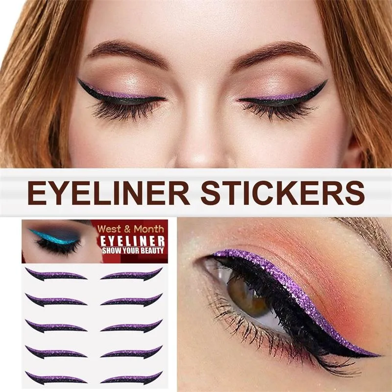 Art Makeup Sticker 5pairs Adhesive Eyeliner Sticker with Glitter