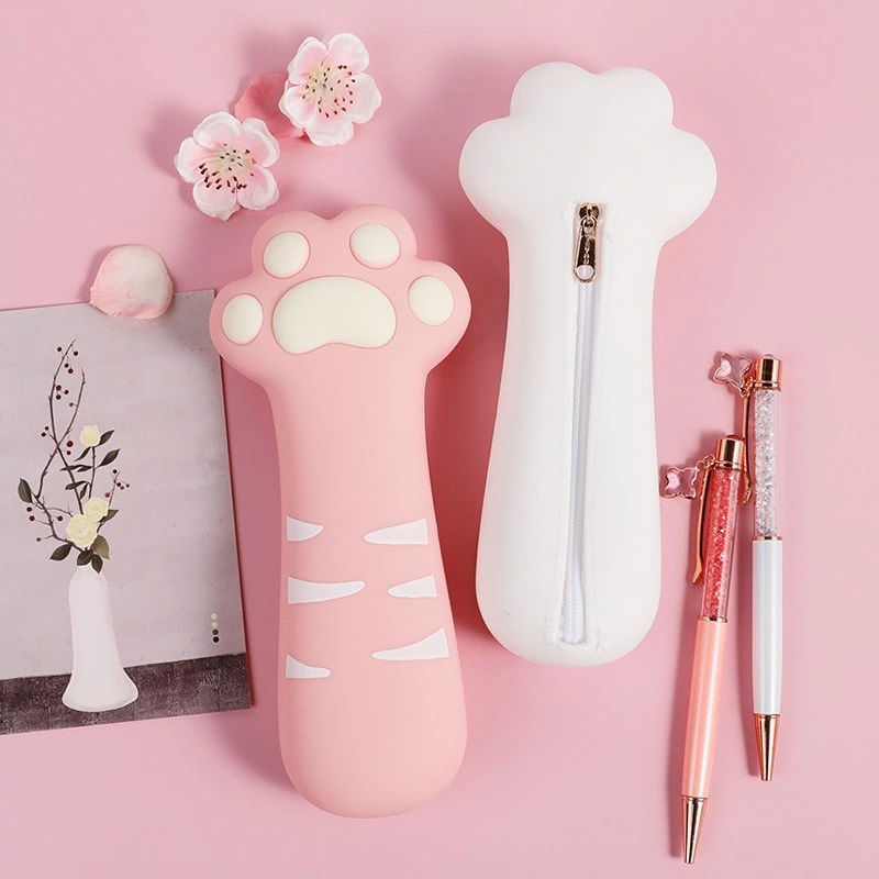 Silicone Cat Claw Pencil Case Pen Box Cute School Supplies Student Pencil Storage Bag Multi-Function Pen Case Pencil Pouch