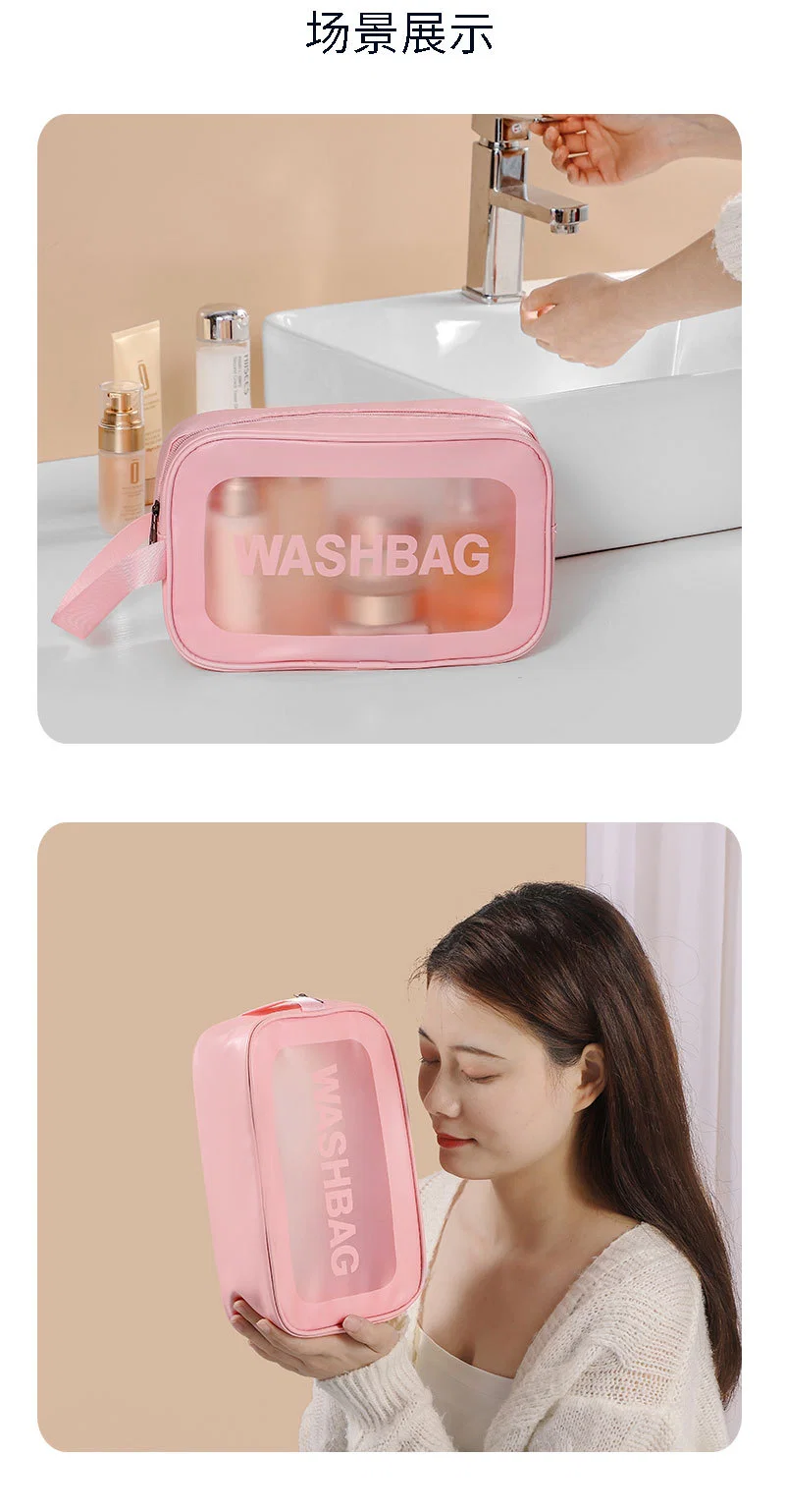 Factory Direct Supply Travel Portable PVC Waterproof Portable Makeup Cosmetic Bag with Zipper