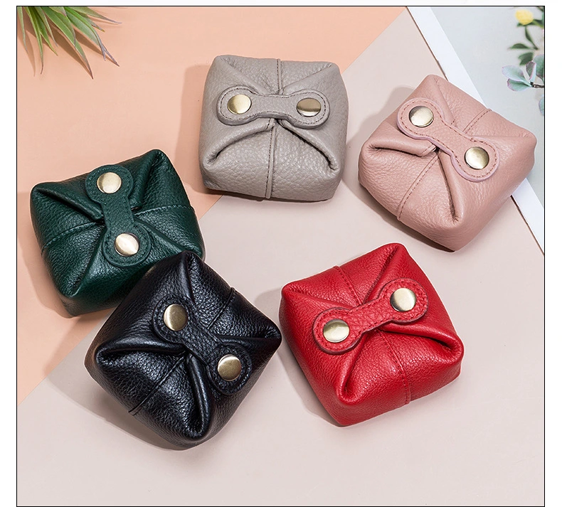 Cute Japanese and Korean Coin Purse Soft Cowhide Mini Headphone Key Female Coin Lipstick Storage Bag Small Bean Bag