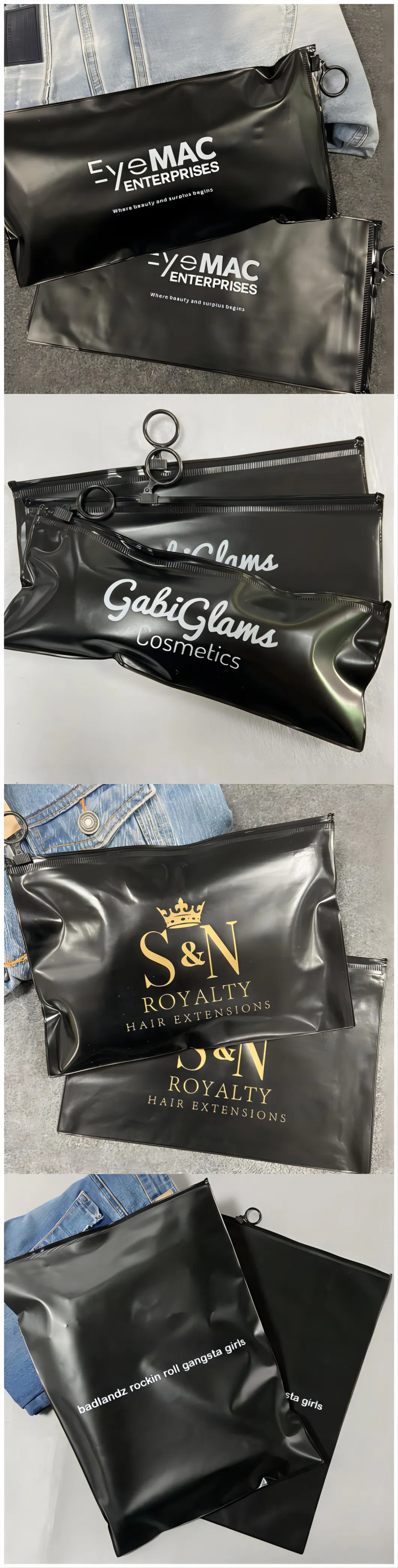 Custom Matte Black PVC Zipper Bag Plastic Bag for Cosmetic Phone Case Clothing Packaging