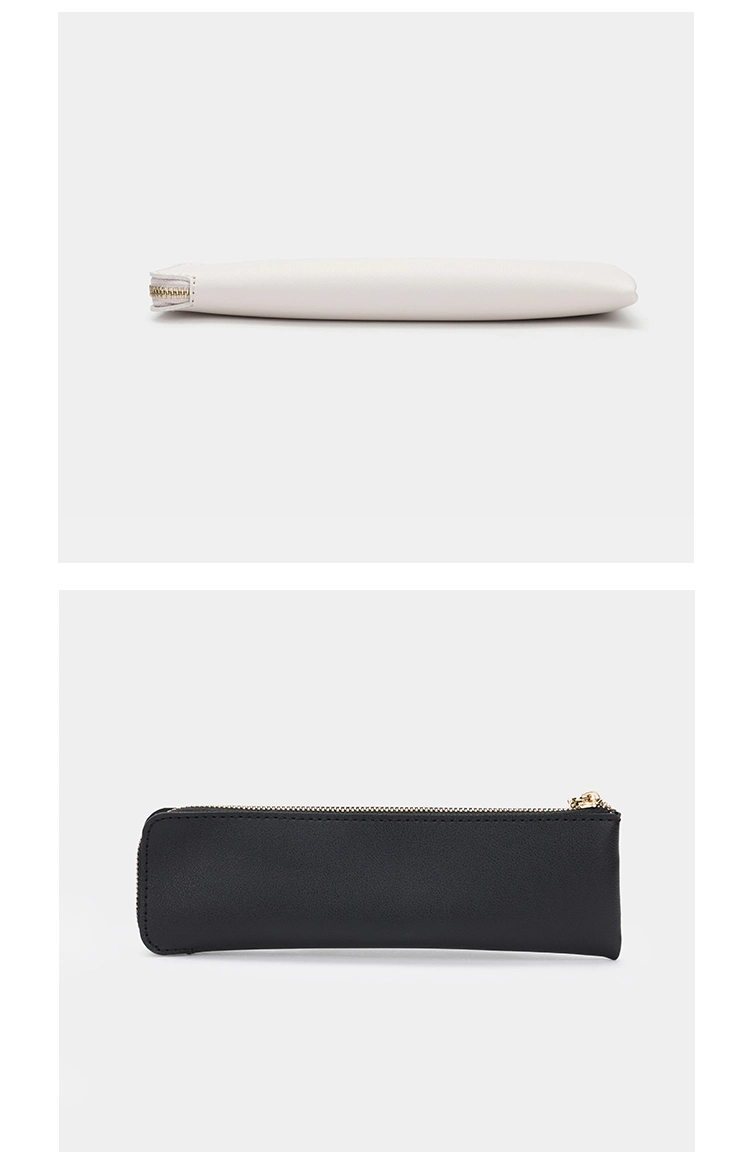 Square Solid Color PU Niche Pencil Case Stationery Bag