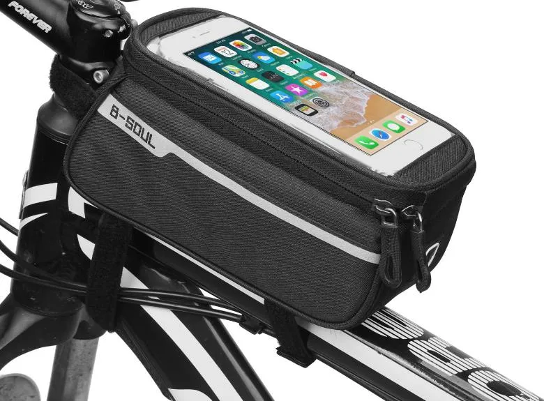 Bike Bags Waterproof B-Soul Phone Bag with Earphones Hole Bicycle Accessories Mountain Bike Front Protect Tube Bag