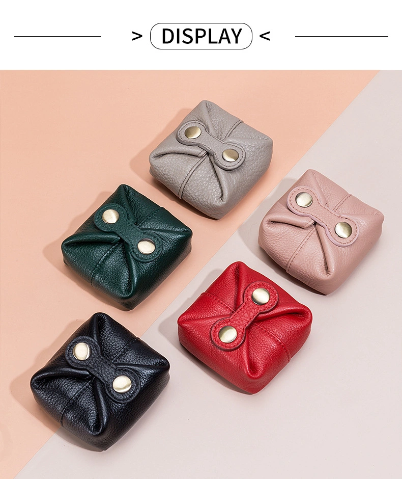 Cute Japanese and Korean Coin Purse Soft Cowhide Mini Headphone Key Female Coin Lipstick Storage Bag Small Bean Bag