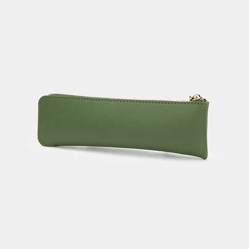 Square Solid Color PU Niche Pencil Case Stationery Bag