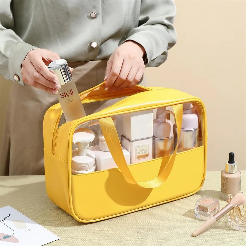 Factory Direct Supply Travel Portable PVC Waterproof Portable Makeup Cosmetic Bag with Zipper