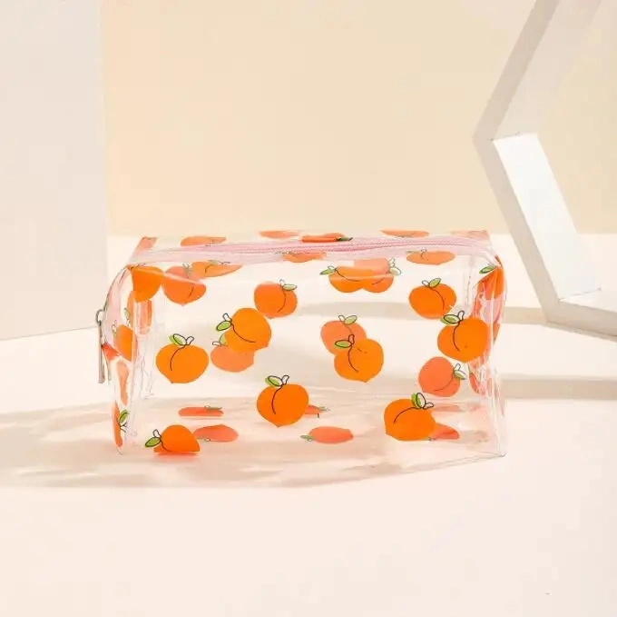 Heart Floral Zipper Transparent Makeup Pouch Bag Wholesale Bulk Custom Logo Travel Clear PVC Cases Cosmetic Bags