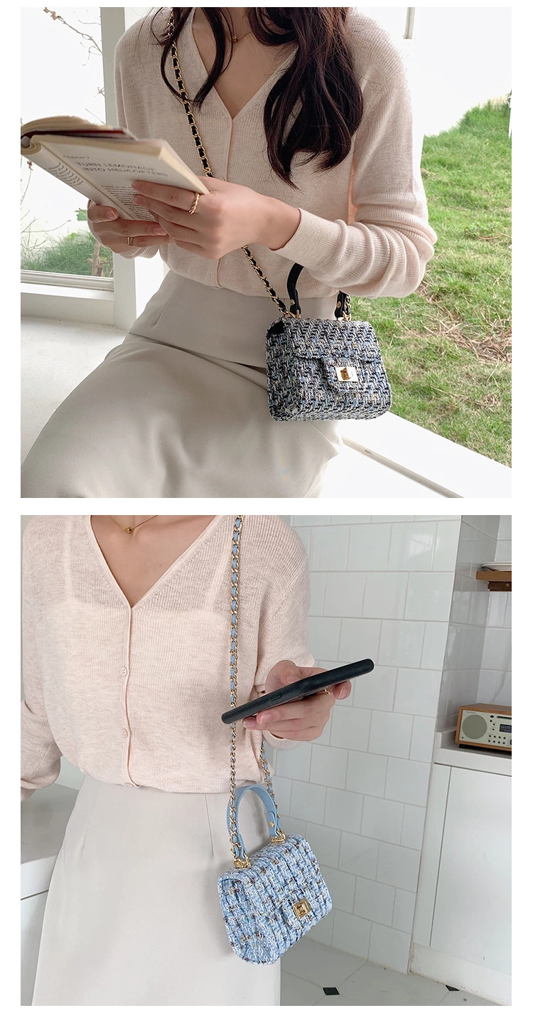 Niche High-End Portable Coin Purse Small Fragrance Style Pattern Chain Bag