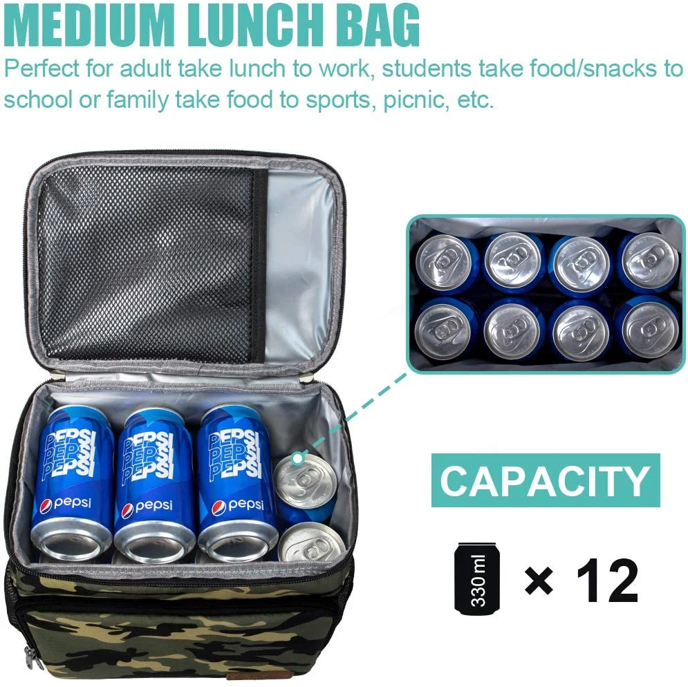 New Lunch Box for Office Work School Picnic Beach Cooler Tote Bag Freezable Lunch Bag with Adjustable Shoulder