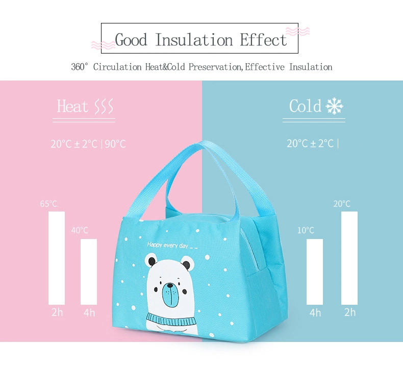 Fashion Cute Cartoon School Kids&Office Carry Waterproof Foil Thermal Insulated Lunch Cooler Bag