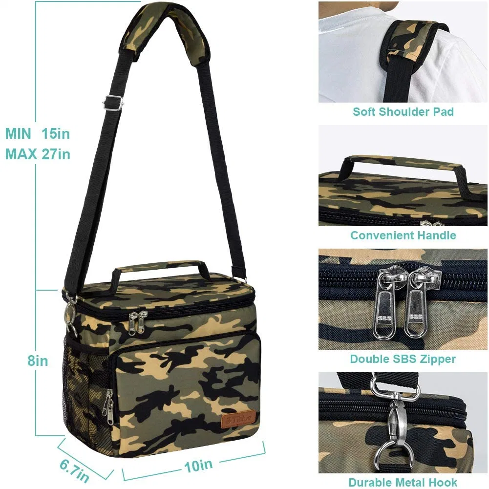 New Lunch Box for Office Work School Picnic Beach Cooler Tote Bag Freezable Lunch Bag with Adjustable Shoulder