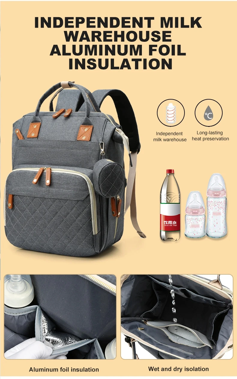 Large Capacity Baby Bottle Insulation Fashion Waterproof Nylon Baby Large Capacity Diaper Bag Multifunctional Mom Diaper Bag