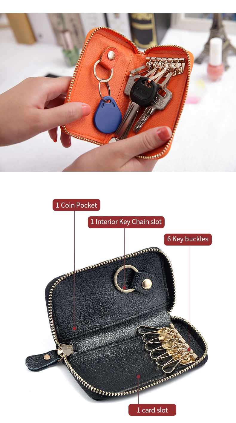 Creative Vintage Fashion Key Chains Men Women Accessories Mini Protective Shell Genuine Leather Car Key Case