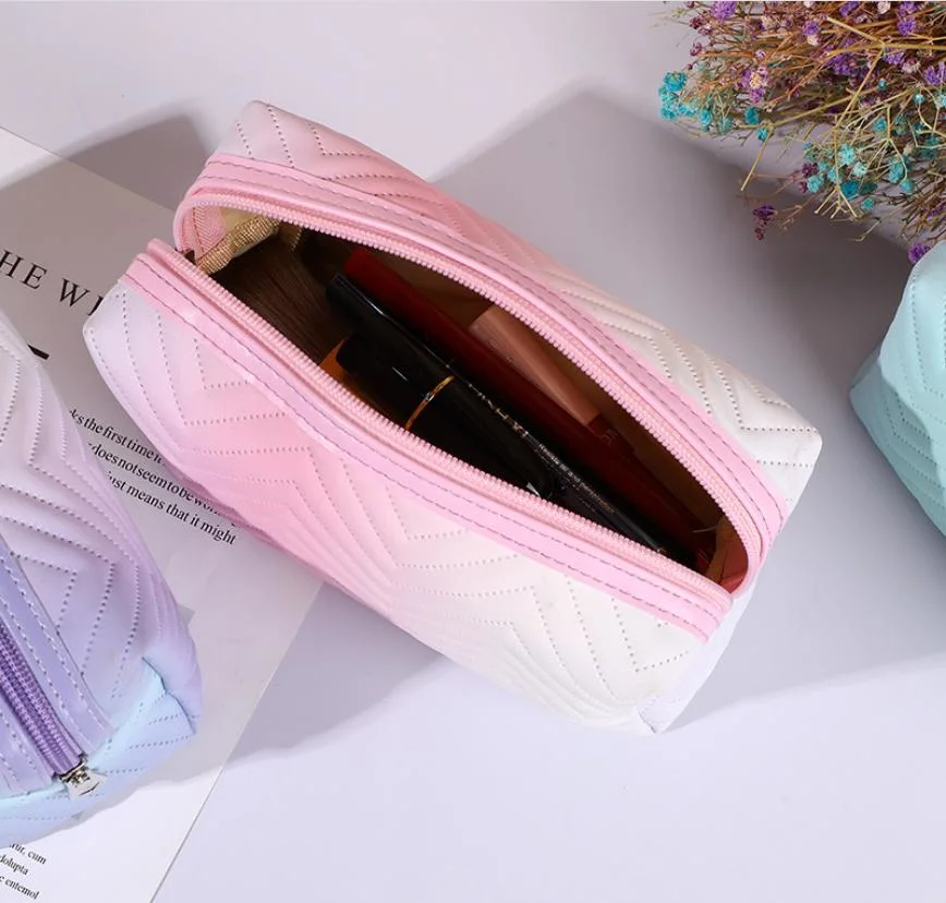 PU Leather Gradient Three-Dimensional Makeup Bag