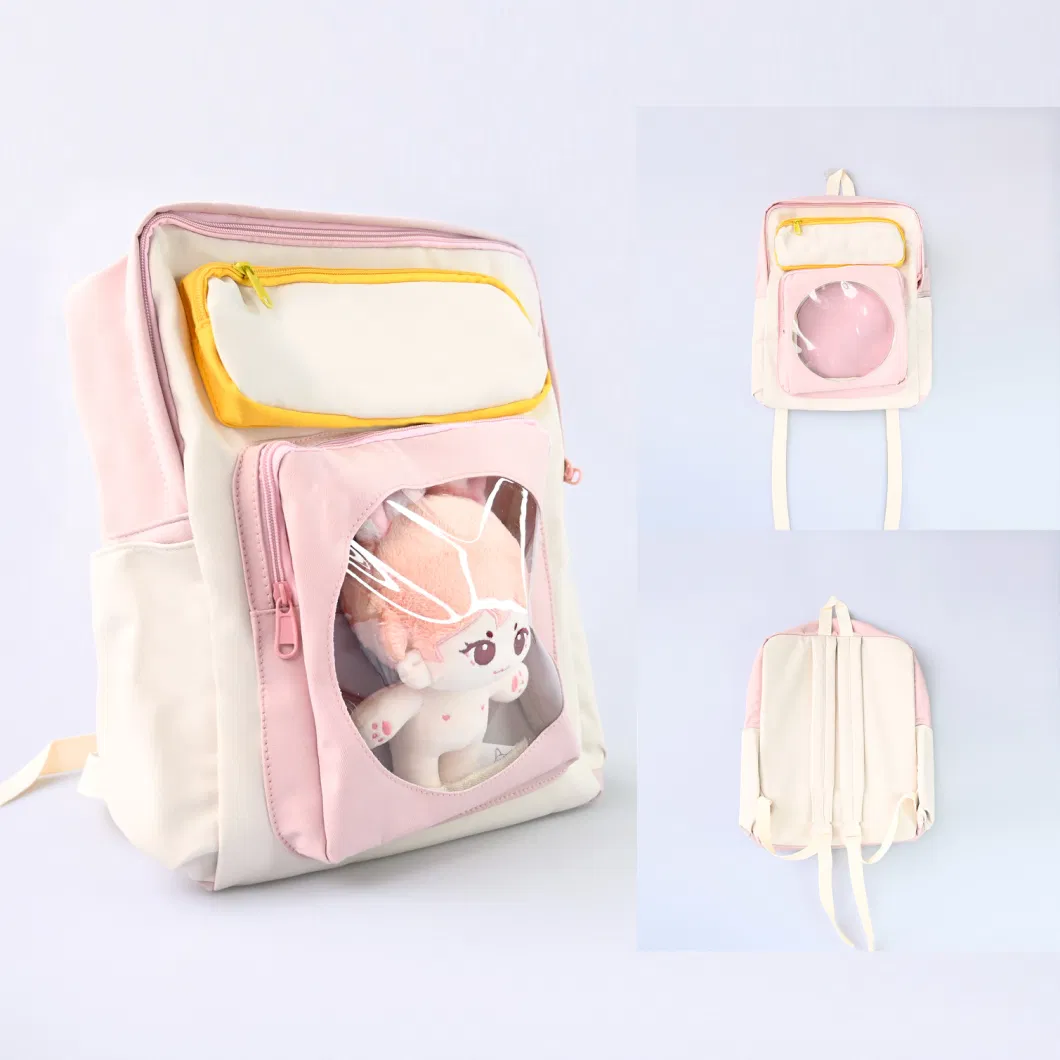 Custom Dollbag School Bag Girls Japanese Style Ins Transparent Double Shoulder Backpack Travel PVC Bag Fashion Itabag