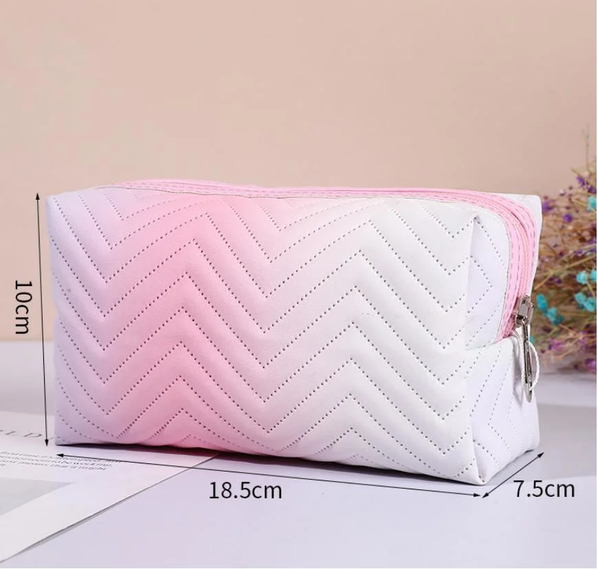 PU Leather Gradient Three-Dimensional Makeup Bag