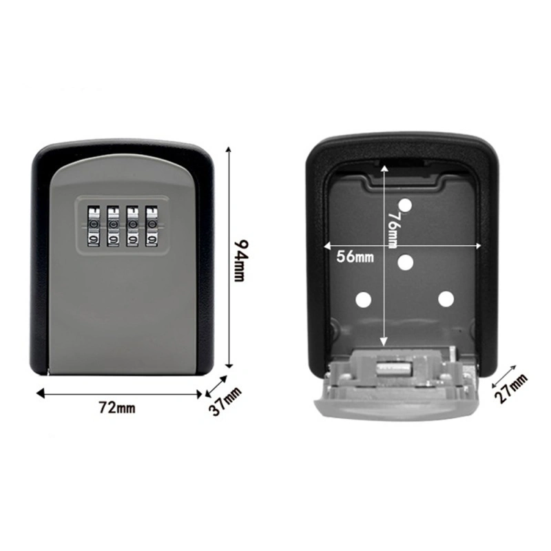 Small Portable Aluminium Alloy Wall Mounted Waterproof 4 Digit Key Safe Lock Box