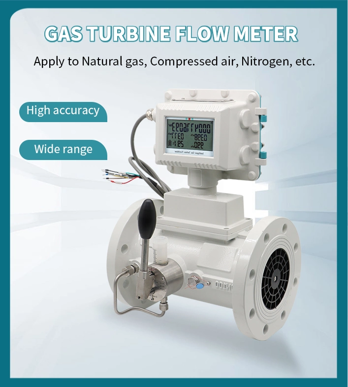 High Accuracy 1.0% Stainless Steel DN50 3.6V Battery DC24V 4-20mA Output Custody Transfer LPG Gas Turbine Flowmeter