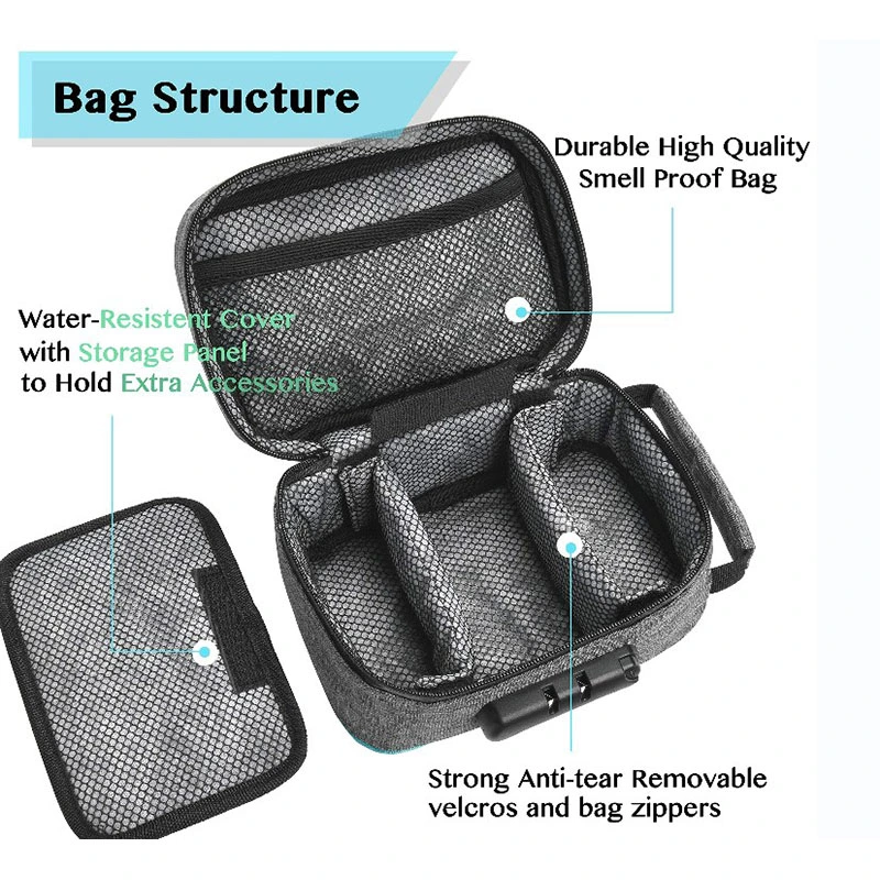 Medical Carbon Weed Stash Smell Proof Bag with Combination Lock