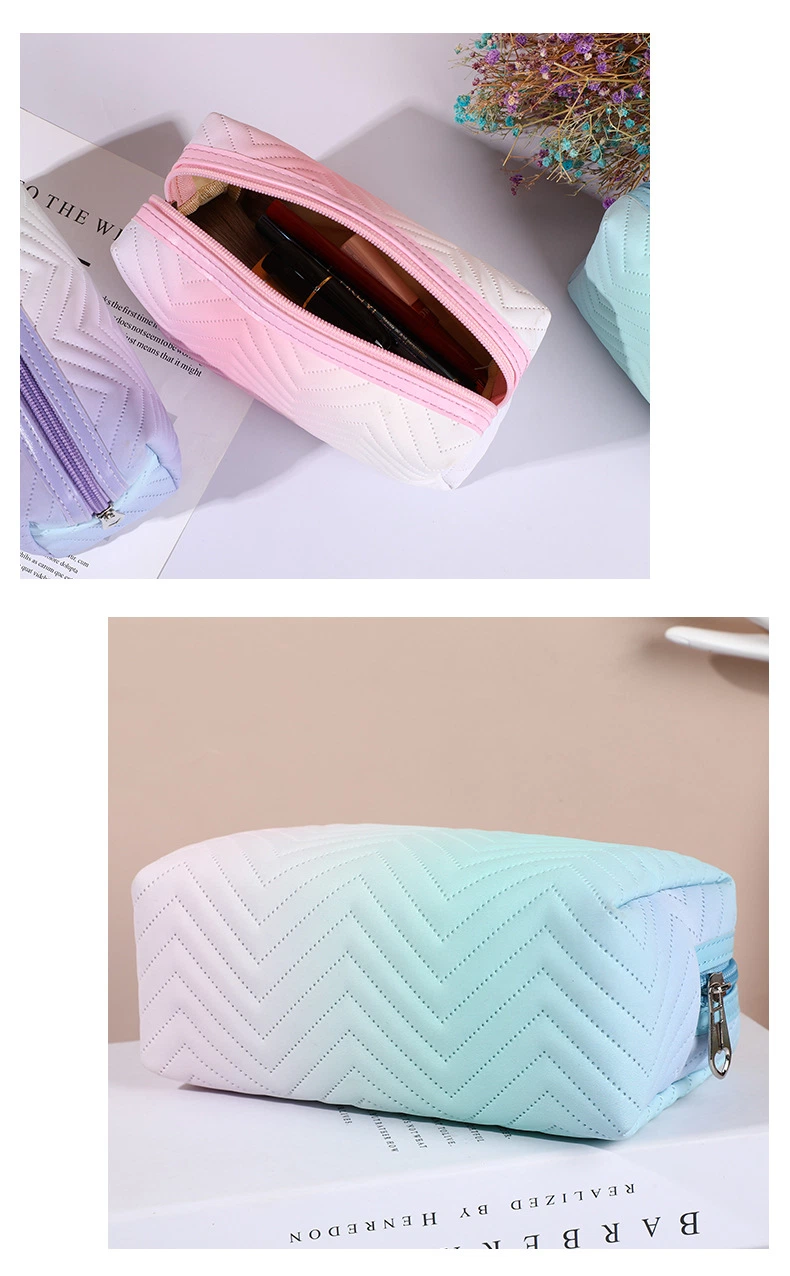 PU Leather Gradient Three-Dimensional Makeup Bag