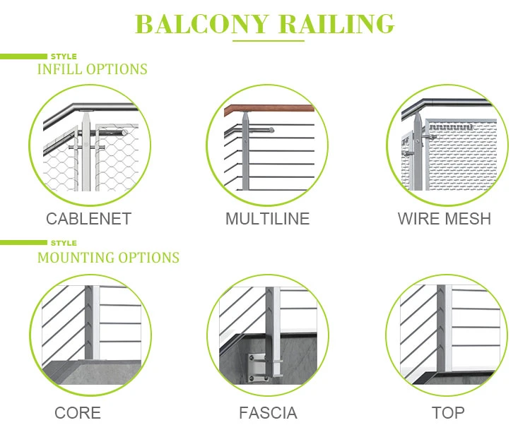 Ace Factory Price Hardware Balustrade Cable Stainless Steel Railing for Decks