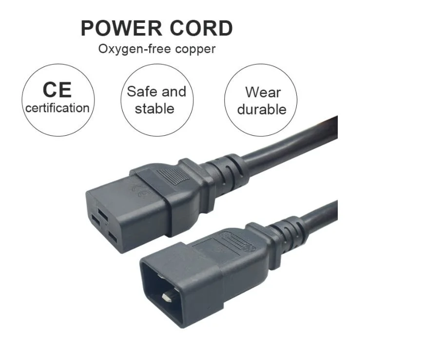 15A Black C19 to C20 Power Cord Sjt 4FT 14AWG ETL Certified