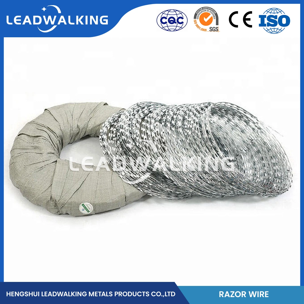 Leadwalking Tensioning Barbed Wire Manufacturing 19 Strands Steel Wire Galvanised Razor Barbed Wire China Bright Surface Cheap Razor Barbed Wire