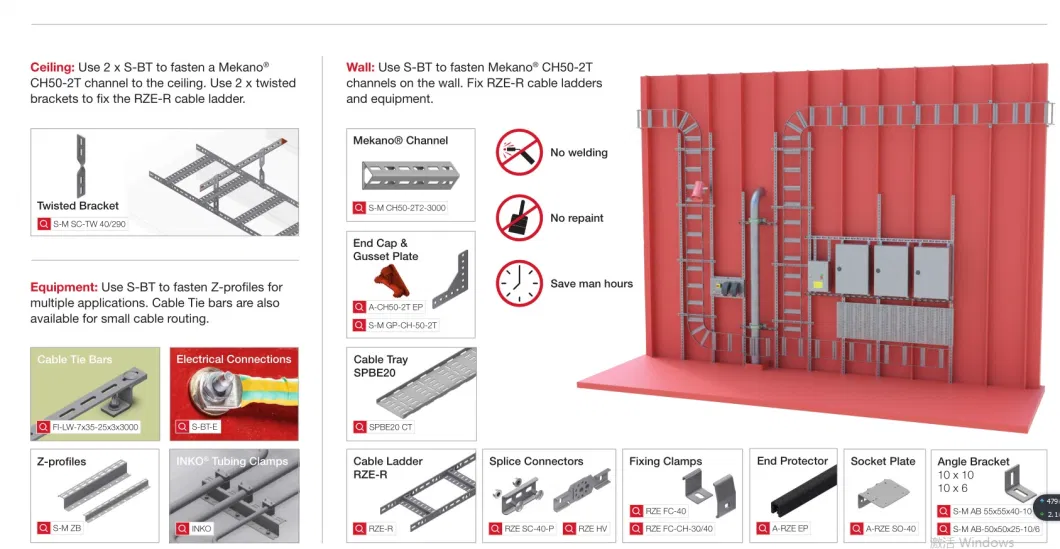 Manufacturers Aluminum Hot DIP Galvanized Stainless Steel 316 L Perforated Ladder Rack Cable Tray