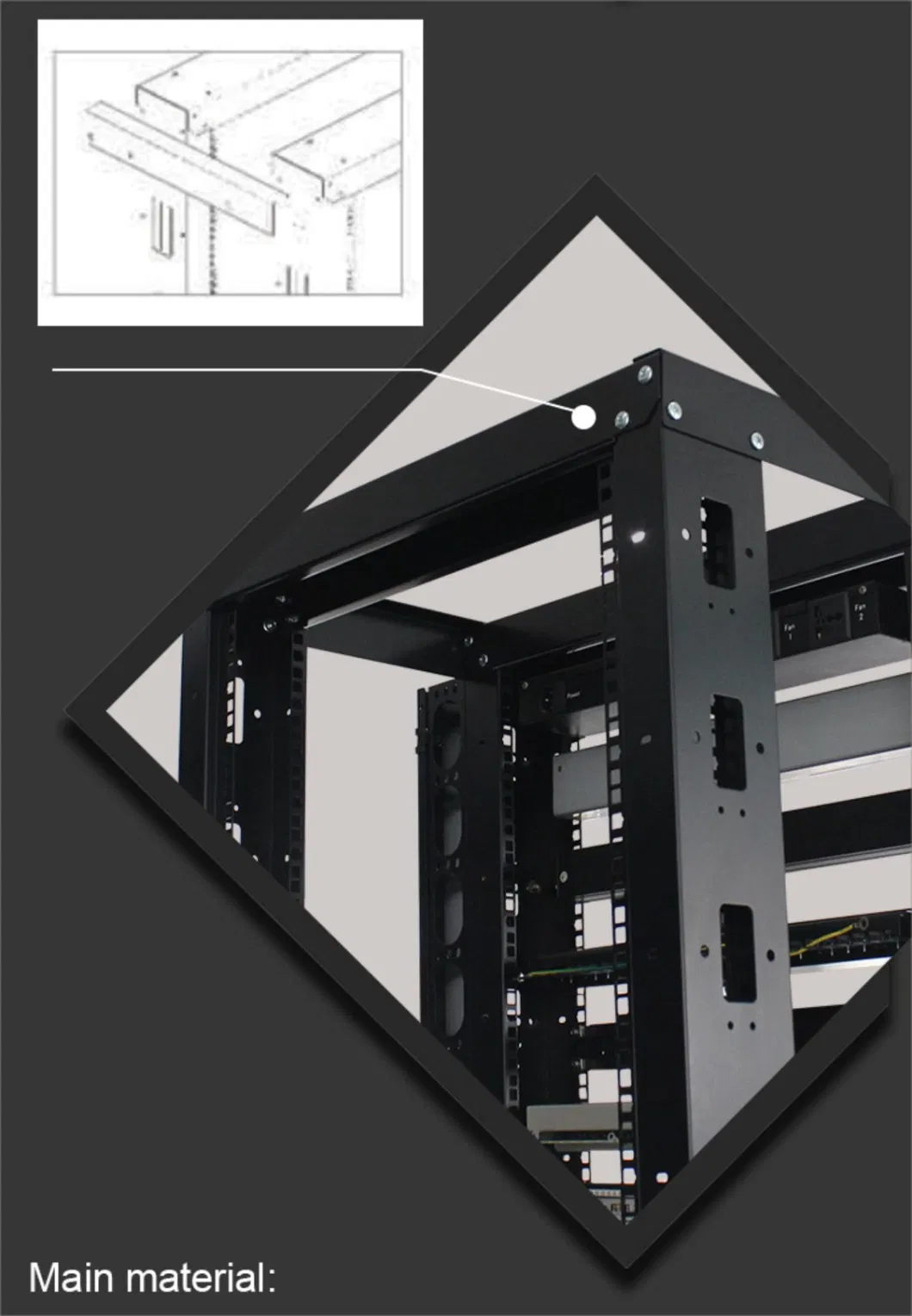 Gcabling SPCC Steel 4 Pole 20u to 42u Network Cabinet Rack 19 Inch Rack